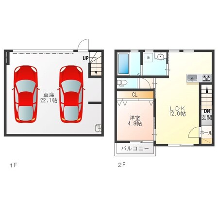 Garage position　鹿沼の物件間取画像